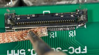 30pin 0.5mm pitch micro soldering test video. 1st attempt, 4x speed