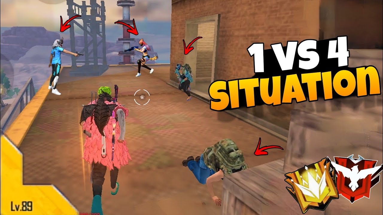 Free Fire CS-rank 1 vs 4 situation | rank push special | free fire ...