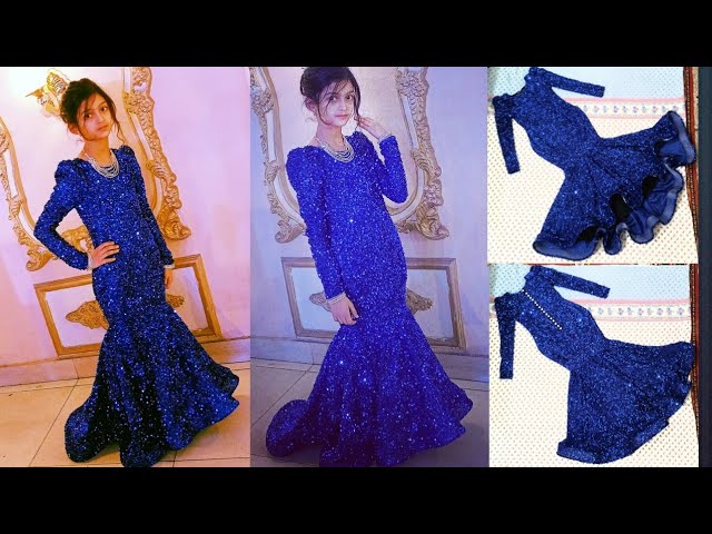 Saree style dress cutting & stitching/party wear dress/readymade style frock /gown cutting stitching - YouTube