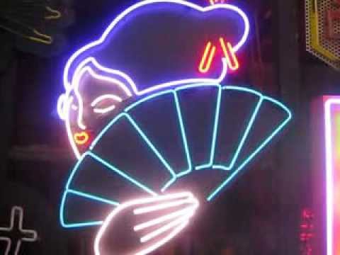 Japanese Geisha With Animated Fan Neon Sign For Sale