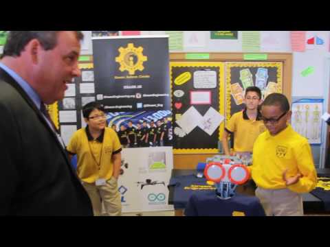 Gov. Chris Christie and Robot Meccanoid from Paterson Arts and Science Charter School