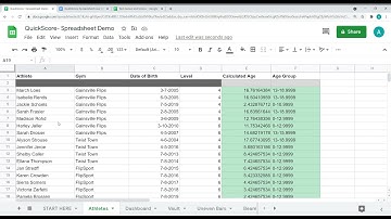 QuickScore- Spreadsheet Adding a gymnast