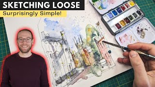 Making Urban Sketching Easy  Simple Shapes and Loose Watercolors  Real Time Tutorial