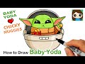 How to Draw Baby Yoda Eating Chicky Nuggies ❤️