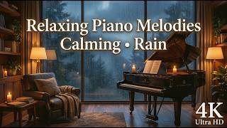 Cozy Rain & Relaxing Piano Melodies | peaceful Instrument for Deep Sleep, Study & Relaxation | 4k