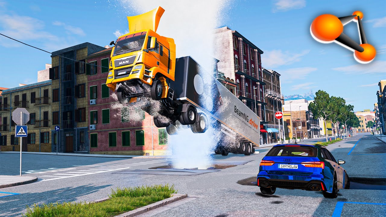 BeamNG drive - Cars vs Sewerage Break