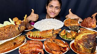 Crab Curry Prawn Curry Lobster Curry Fish Head Curry  Mutton Chicken Curry Fish Curry Bhindi Eating