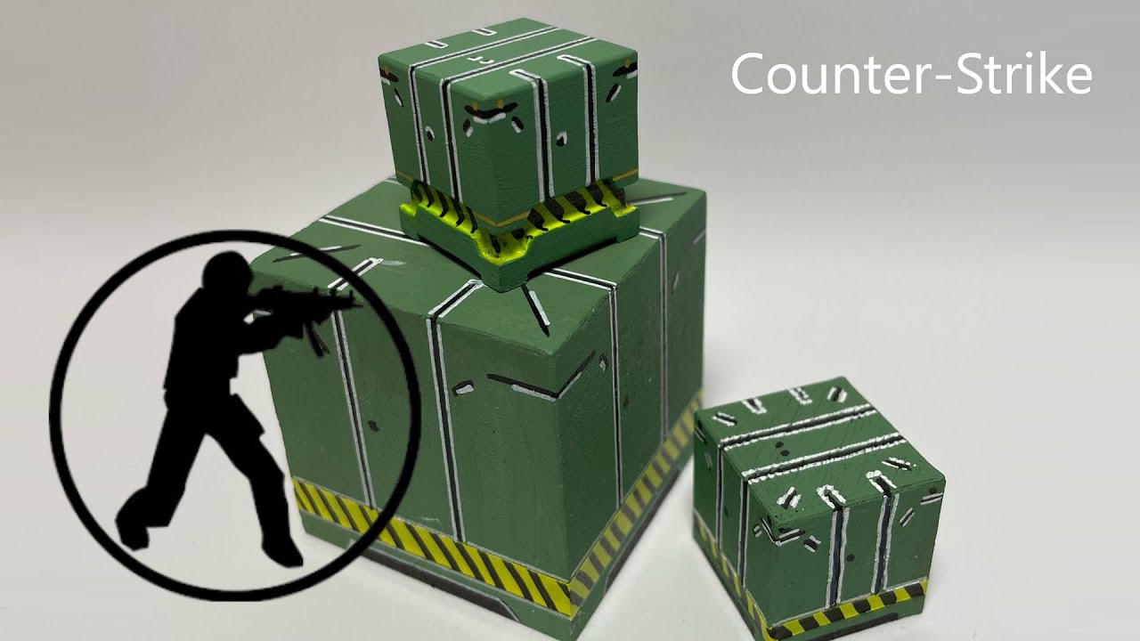 Hand painted Counter-Strike 1.6 miniature green retro crate 