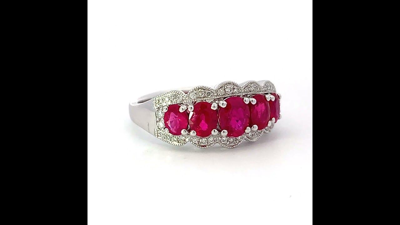 Ruby and Diamond Five Stone Dress Ring