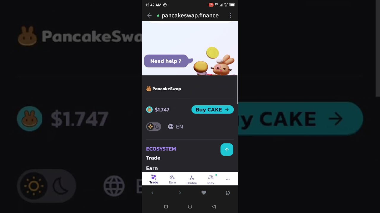pancakeswap.finance Exchange JMPT to USDT received TrustWallet