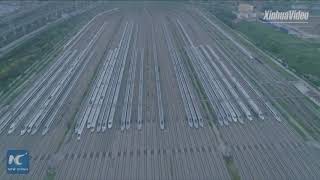 Stunning aerial view of high-speed train maintenance center in Wuhan screenshot 4