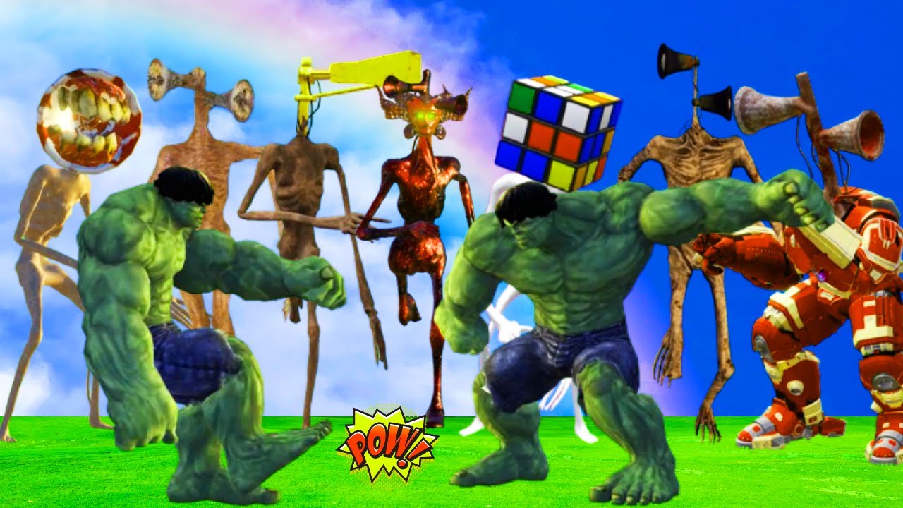 Siren Head vs Harley Quinn vs Siren Head Stop Sign vs Siren Head Gold999 vs Huggy Wuggy vs Hulk