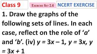 Draw the graphs (iv) y = 3x – 1, y = 3x, y = 3x + 1 CBSE Class 9 Maths Ganita Manjari