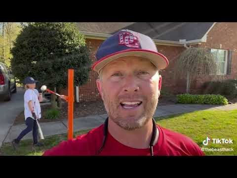 Travel ball baseball boys training on Beast Hack Swing Trainer