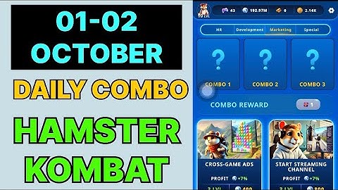 HAMSTER KOMBAT GAMEDEV DAILY COMBO | HAMSTER KOMBAT DAILY COMBO | 1 & 2 OCTOBER HAMSTER DAILY COMBO