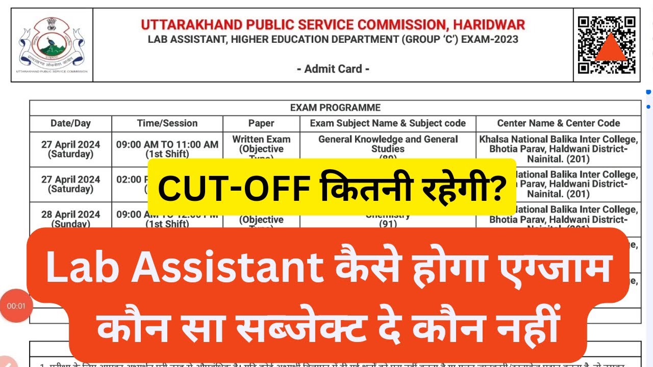 UKPSC Lab Assistant Exam 2024, Cutoff 2024 UKPSC प्रयोगशाला सहायक