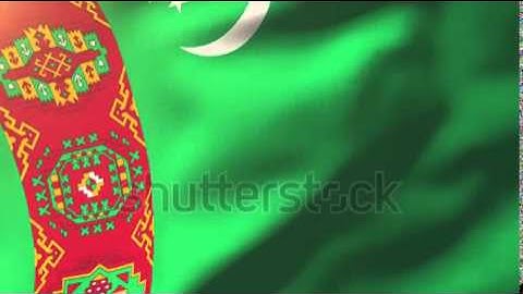 Turkmenistan flag waving in the wind. Looping sun rises style. Animation loop Stock video by