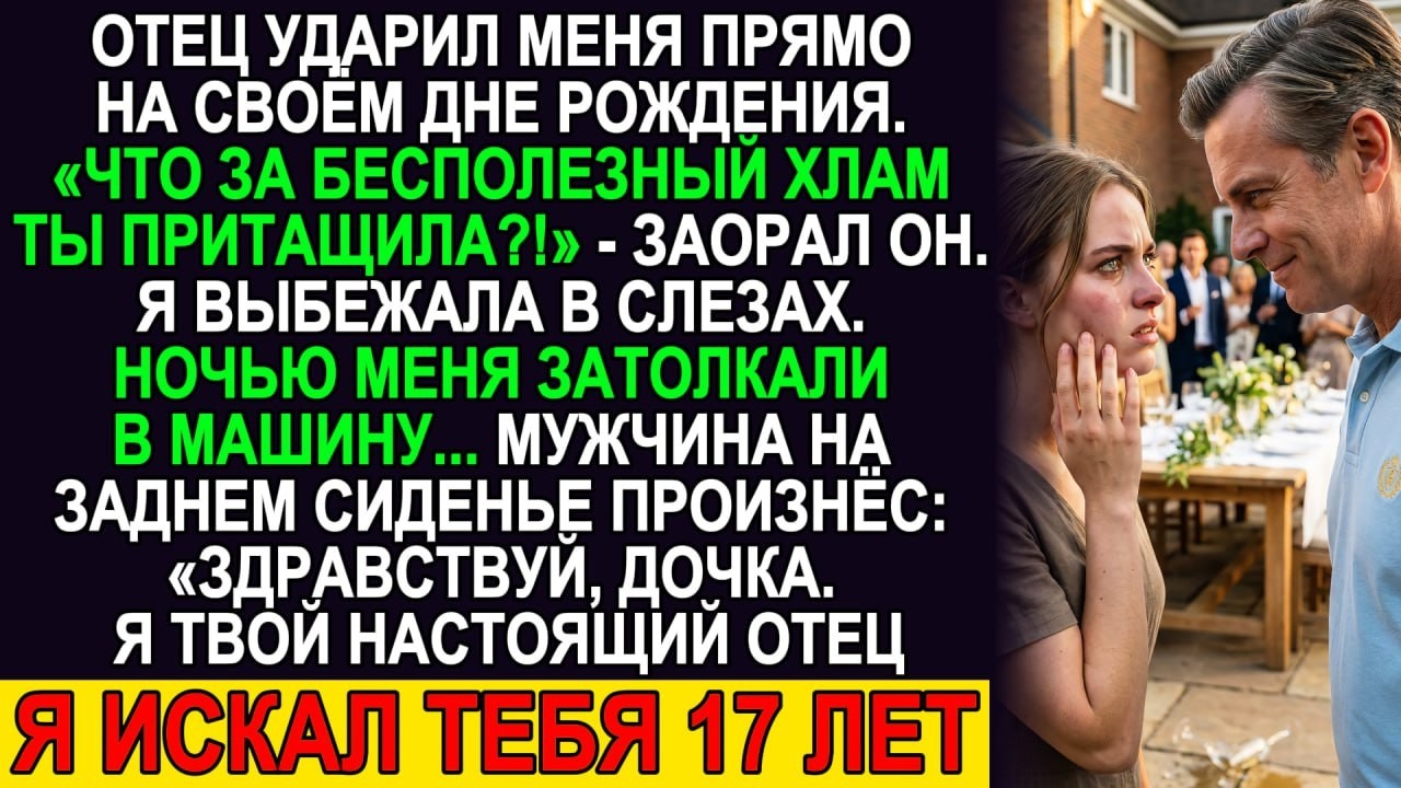 Отец ударил меня при гостях. Ночью меня затолкали в машину. «Дочка, я искал тебя 17 лет»