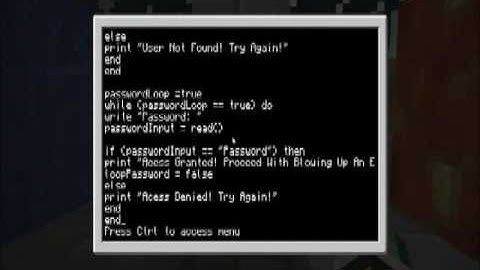 ComputerCraft ep. 3 - Passcode Lock (Login System) / If ~ While Statements