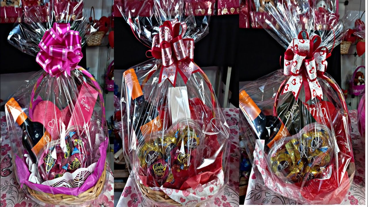 IDÉIAS DE CESTAS COM VINHO PARA O DIA DOS NAMORADOS #DIY