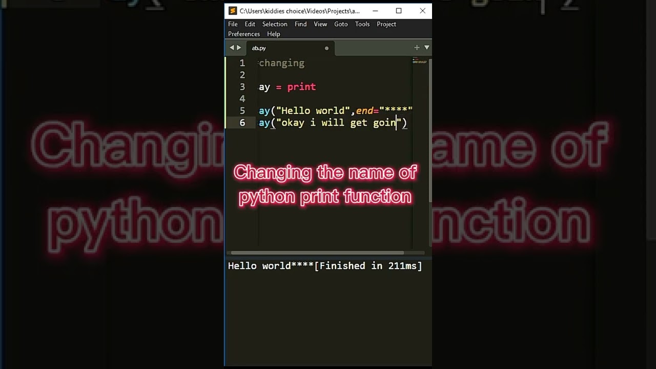 Changing the name of the python print function #shorts #allthingstechy ...