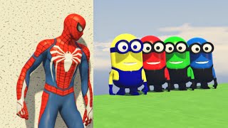 GTA 5 Epic Ragdolls | Spider-Man Hitting Colourful Minions & Hulk Jumps/Funny moments ep:02