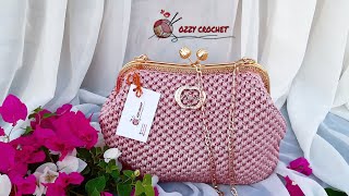 كروشيه شنطة  بفريم بالتفصيل _ Crochet bag with agolden frame _ ozzy crochet