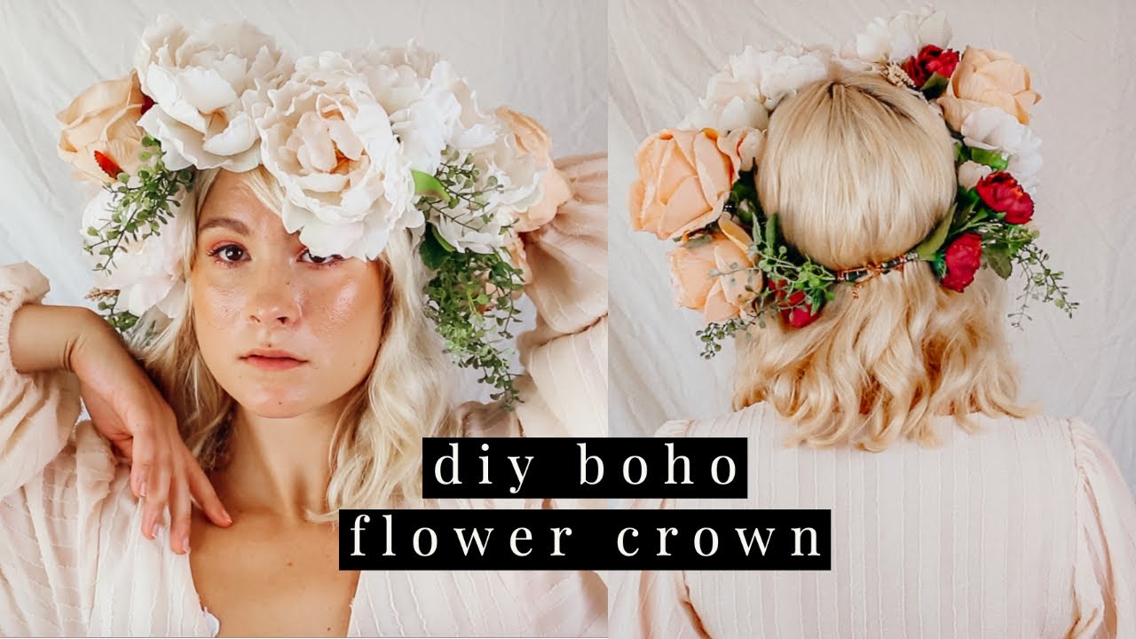 skilsmisse Stratford på Avon Tak DIY BOHO FLOWER CROWN FOR PHOTOSHOOTS & WEDDINGS | SIMPLE DIY FLOWER CROWN  TUTORIAL 2020 - YouTube