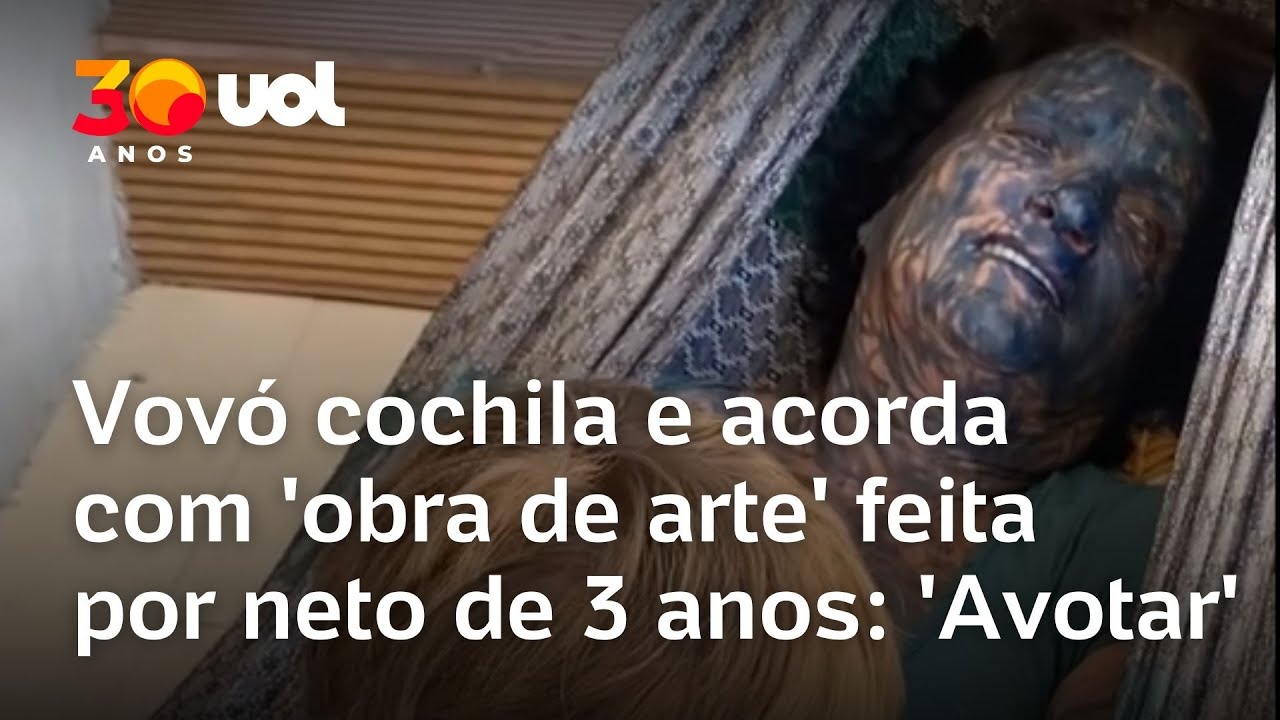 Vovó cochila e acorda com 'obra de arte' feita por neto de 3 anos: 'Avótar'