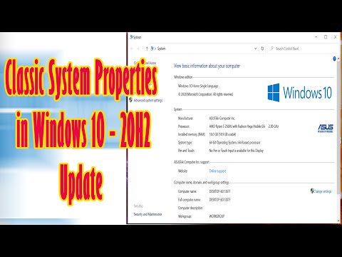 How to Open Classic System Properties in Windows 10 version 20H2