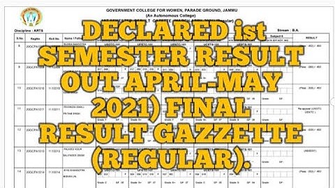 1st semester result out big update