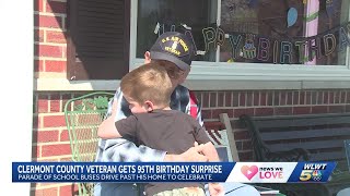 Clermont County veteran known for waving at school busses gets special birthday surprise