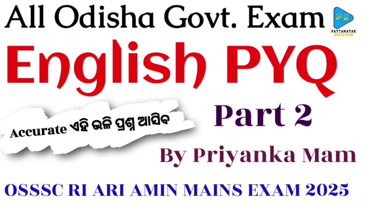 OSSC and OSSSC English Previous Year Questions || OSSSC English Grammar PYQ Part 2 by Priyanka Mam