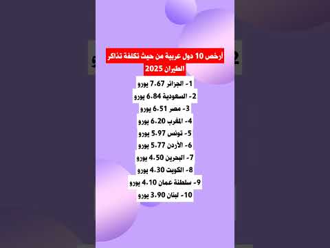 أرخص 10 دول عربية من حيث تكلفة تذاكر الطيران 2025