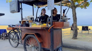 ASMR Cafe Vlog Bike Coffee Bar DIY Bicycle Cart Easy Modified Pop Up Kopi Shop Street Food Slowbar24