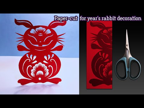 Funny ideas decor year's rabbit/ rabbit&peony papercutting