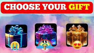 Choose your gift 3 gift box challenge | Rainbow, Blue and Gold✅❎#pickonekickone #wouldyourather