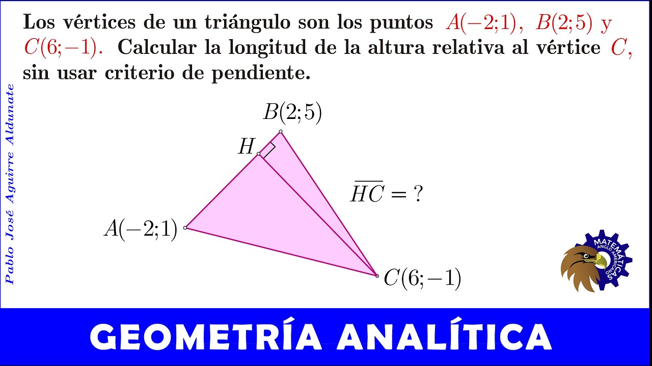 Hallar la altura de un triángulo dados sus vértices (sin criterio de pendiente)