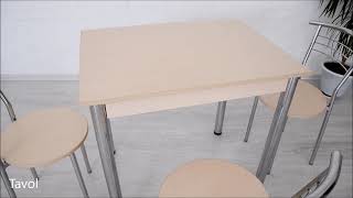 Обеденный комплект Тавол Ретта (стол не раскладной+3 стула) 80смх60смх75см ножки хром Молочный