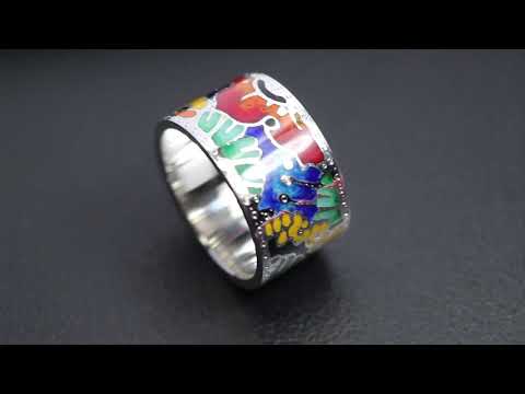 ვერცხლის ბეჭედი ტიხრული  მინანქრით