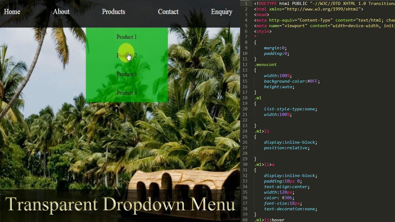Easy Way to Make Transparent Menu with HTML | Web Learning Tube by ...