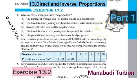 8th class maths| 💁‍♀️Chapter 13|Direct and Inverse Proportion| 💁Exercise 13.2 |Q no 1,2,3&4 |part 1