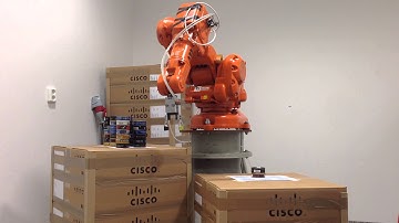 ABB robot collecting and placing boxes