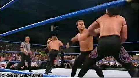 Chris Benoit and Chris Jericho vs The APA:Tag Team Gauntlet Part 1 WWF Smackdown June 7,2001