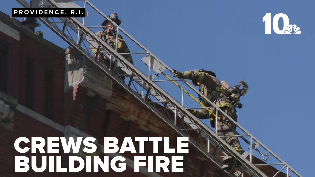 Crews battle fire at commercial building in downtown Providence - YouTube
