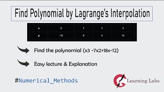 Find Polynomial  by Lagrange's Interpolation | Easy Method