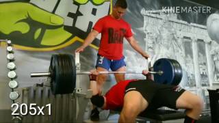 205kg bench press + 180kg slow eccentric