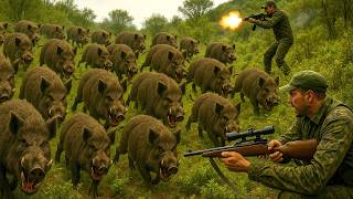 82 Wildschweine fliehen aus dem Wald – Unglaubliche Jagdszene!