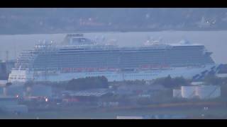 The Majestic Princess Sails Early Out of Belfast Docks Long Distance Footage from Castlereagh Hills
