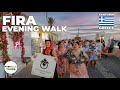 Fira, Santorini - Greece Evening Walk 4K - with Captions